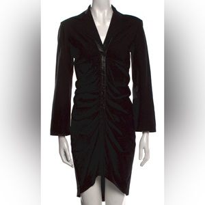 Roberto Cavalli Wool tight-fit dress leather collar and linings black